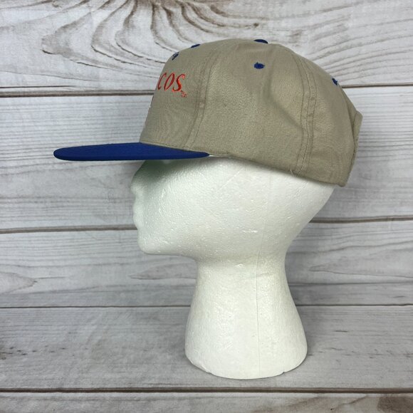 Vintage Drew Pearson Denver Broncos Snapback Hat Khaki Tan Blue Logo DAMAGED - Picture 3 of 8